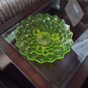 Confirmed *Rare* Fostoria American Canary "Vaseline" Bonbon 1920's *Uranium